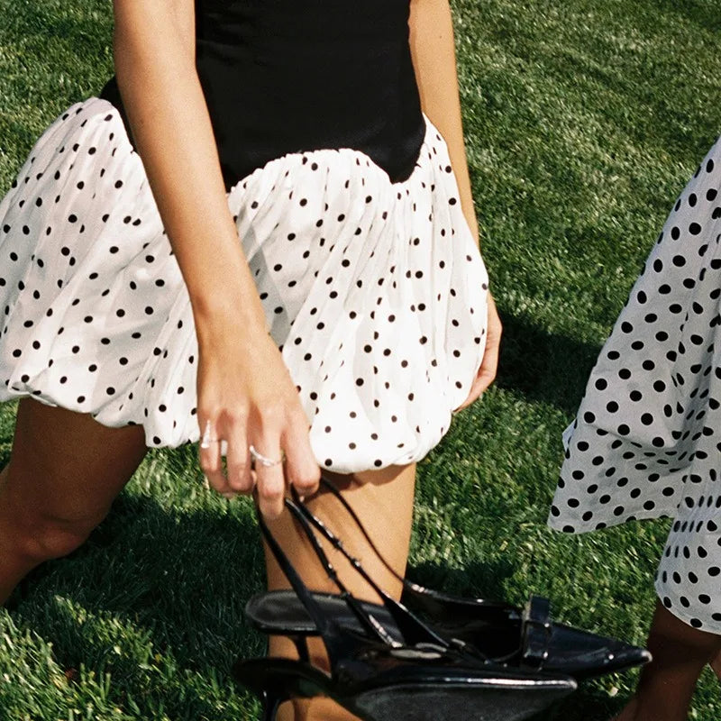 Strapless Polka Dot A-Line Mini Dress