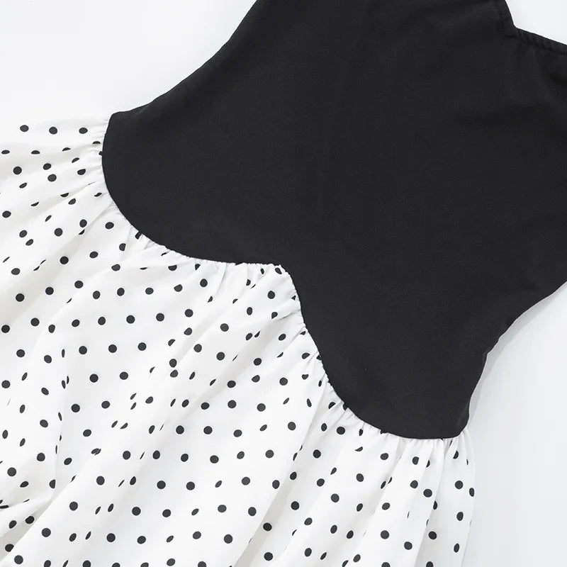 Strapless Polka Dot A-Line Mini Dress
