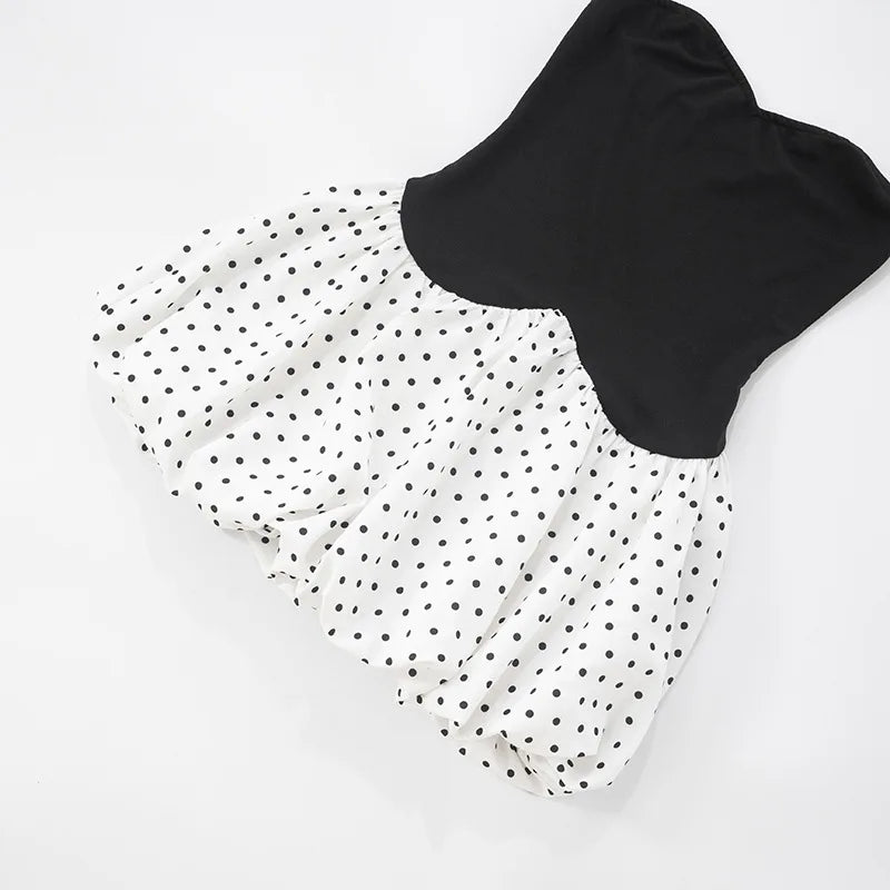 Strapless Polka Dot A-Line Mini Dress